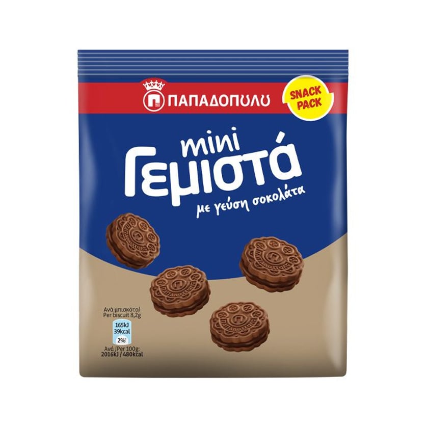 Παπαδοπούλου Mini Μπισκότα Γεμιστά με Γεύση Σοκολάτα 90g