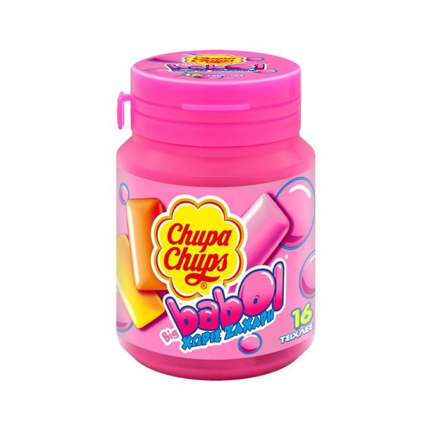 Chupa Chups Big Babol Τσίχλες Χωρίς Ζάχαρη σε Μπουκάλι 64g