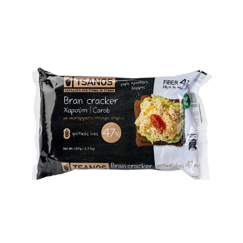Tsanos Bran Crackers με Χαρούπι 107g