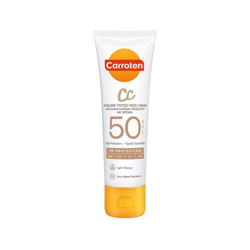 Carroten Αντηλιακή Κρέμα Προσώπου Cc Με Χρώμα SPF50 50ml