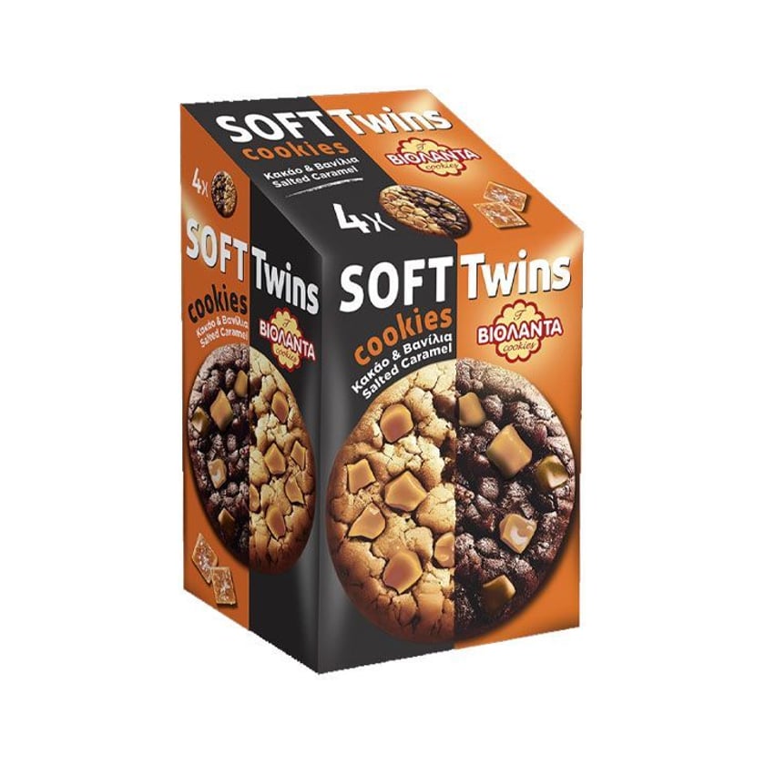 Βιολάντα Soft Twins Cookies Κακάο & Βανίλια με Κομμάτια Αλμυρής Καραμέλας 160g