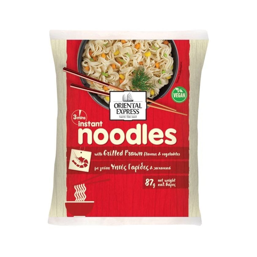 Oriental Express Noodles 3` με Γεύση Ψητές Γαρίδες 87g