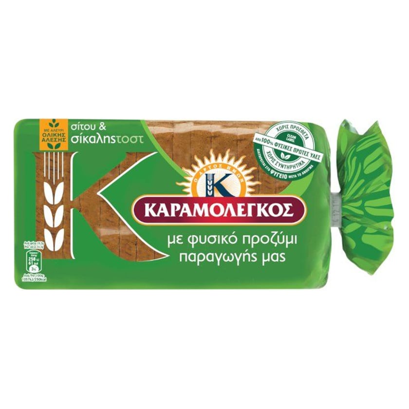 Καραμολέγκος Mini Ψωμί Τοστ Ολικής Άλεσης Σίκαλης 340g
