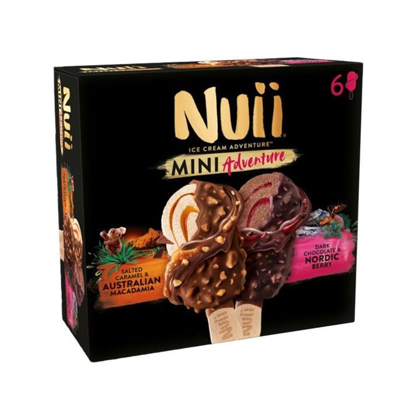 Nuii Mini Παγωτό Ξυλάκι Salted Caramel & Nordic Berry 6x55ml