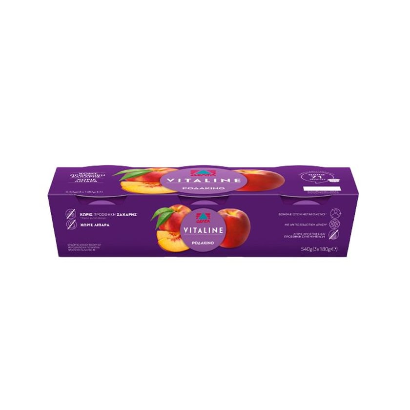 Δέλτα Vitaline Επιδόρπιο Γιαουρτιού Ροδάκινο 3x180g