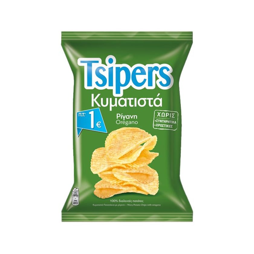 Tsipers Πατατάκια Κυματιστά Ρίγανη 80g