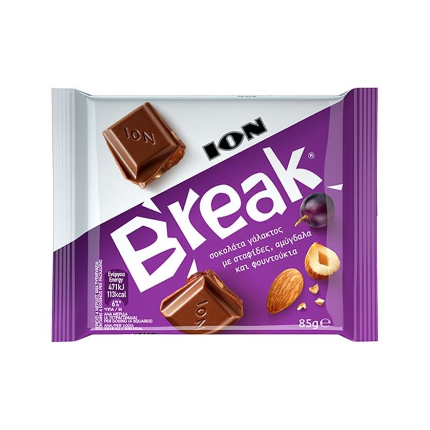 Ίον Break Σοκολάτα Γάλακτος με Σταφίδες 85g