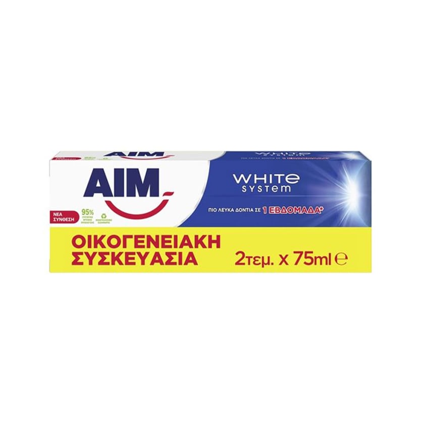 Aim Οδοντόκρεμα White System 2x75ml