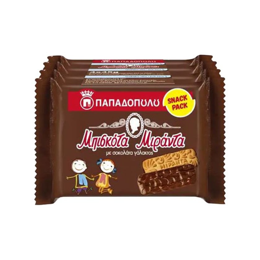 Παπαδοπούλου Μιράντα Μπισκότα Fresh Packs με Επικάλυψη Σοκολάτας Γάλακτος 4x45g