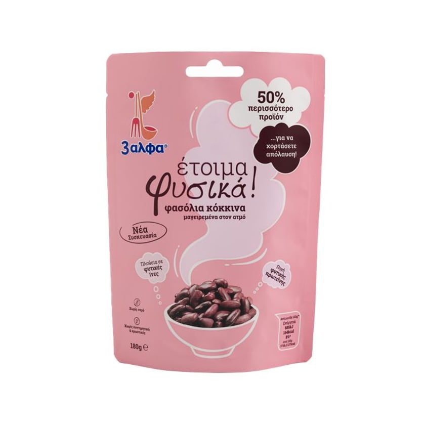 3 Άλφα Έτοιμα Φυσικά Φασόλια Κόκκινα 180g