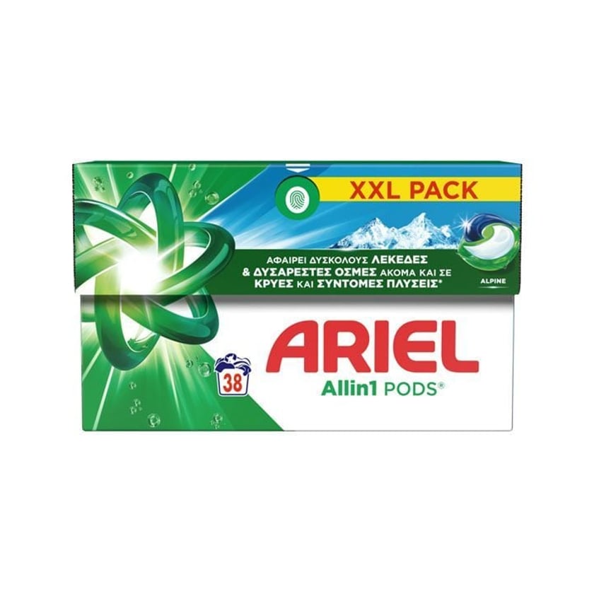 Ariel Pods Allin1 Κάψουλες Πλυντηρίου Ρούχων Alpine 38τεμ