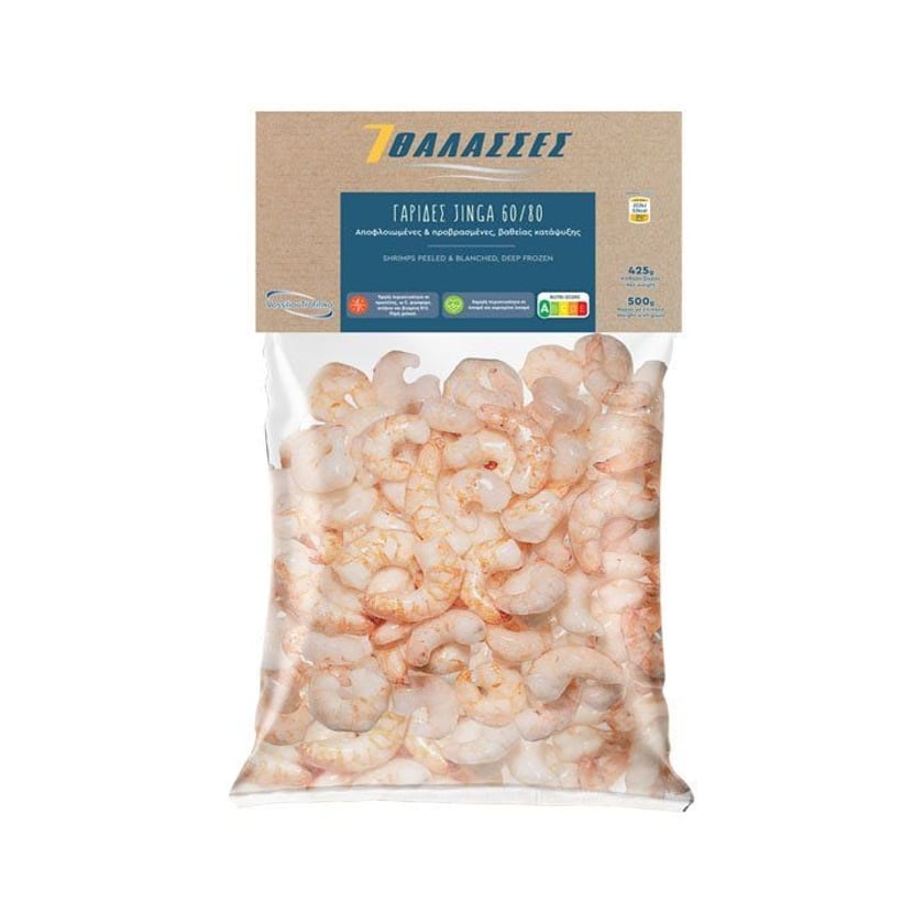 7 Θάλασσες Γαρίδες Αποφλοιωμένες 60/80 500g