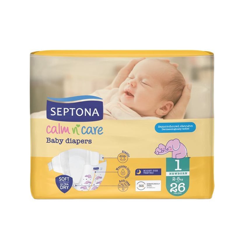 Septona Calm n Care Baby Πάνες για Νεογέννητα No 1 (2-5kg) 26τεμ