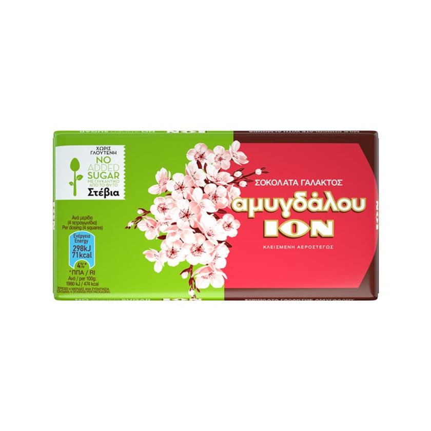 Ίον Σοκολάτα Γάλακτος Αμυγδάλου με Stevia 60g