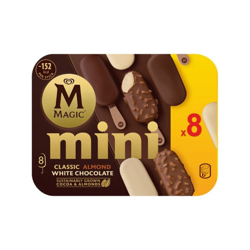 Magic Mini Παγωτό Ξυλάκι Classic, Almond & White Chocolate 8x55ml
