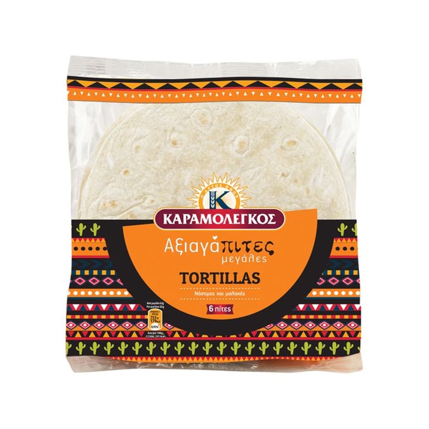 Καραμολέγκος Αξιαγάπιτες Tortillas Μεγάλες 6τεμ 375g