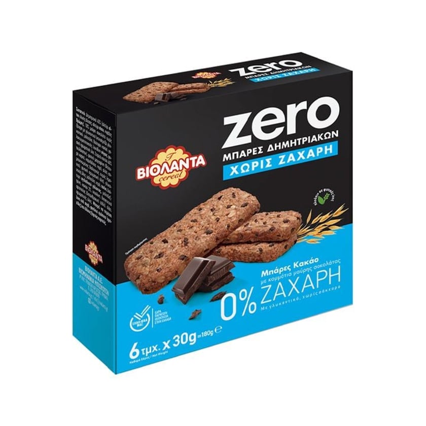 Βιολάντα Zero Μπάρα Δημητριακών με Κακάο & Μαύρη Σοκολάτα 180g