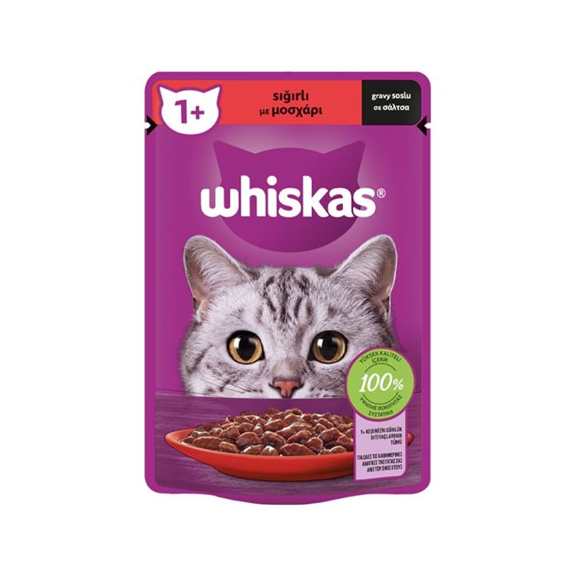 Whiskas Υγρή Τροφή για Γάτες Μοσχάρι σε Σάλτσα 85g