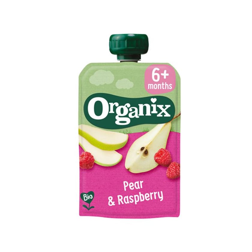 Organix Φρουτοπολτός Αχλάδι & Σμέουρο 6+ Μηνών Bio 100g
