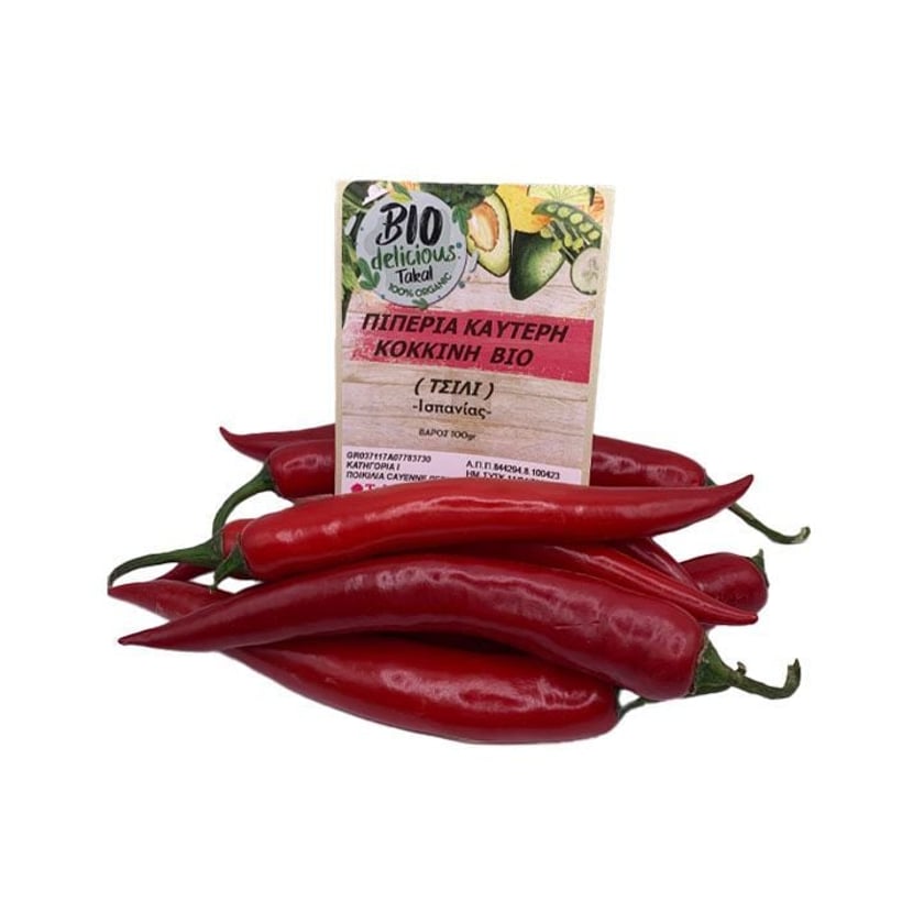 Bio Delicious Πιπεριά Κόκκινη Καυτερή Συσκευασμένη Ελάχιστο Βάρος 100g