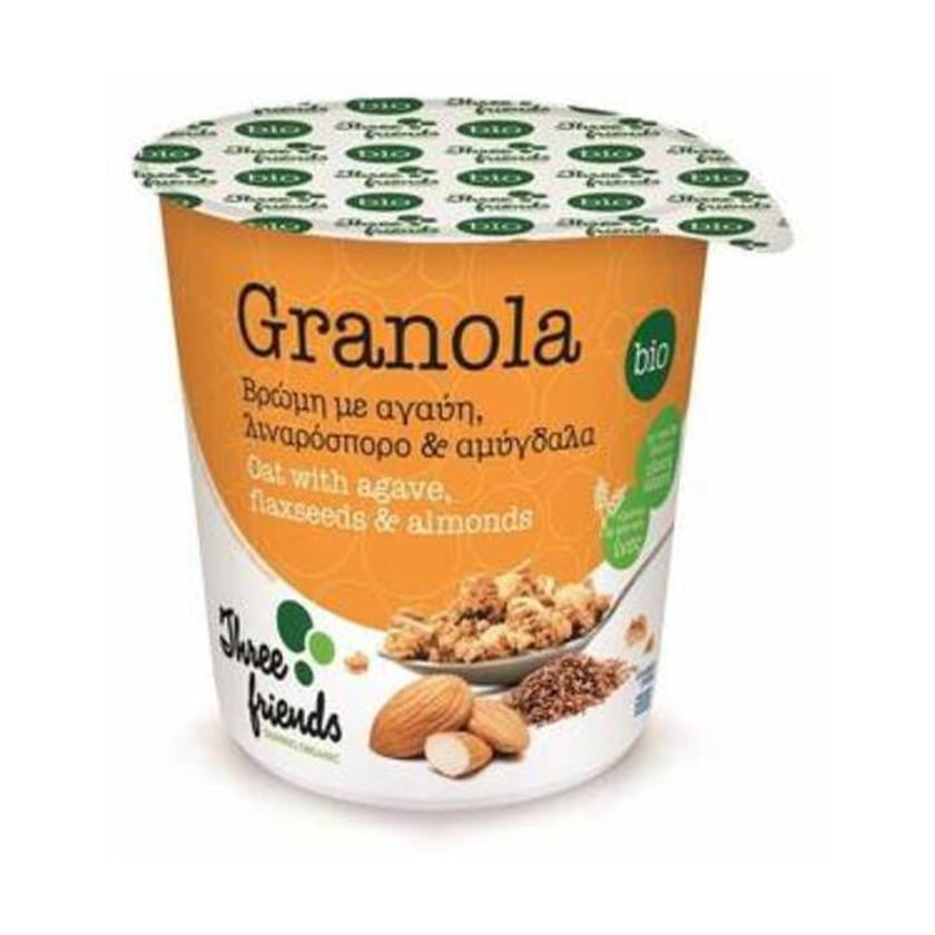 Three Friends Granola Cup με Αγαύη, Λιναρόσπορο & Αμύγδαλα Bio 65g