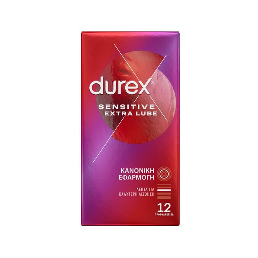 Durex Προφυλακτικά Πολύ Λεπτά Sensitive με Extra Λιπαντικό 12τεμ