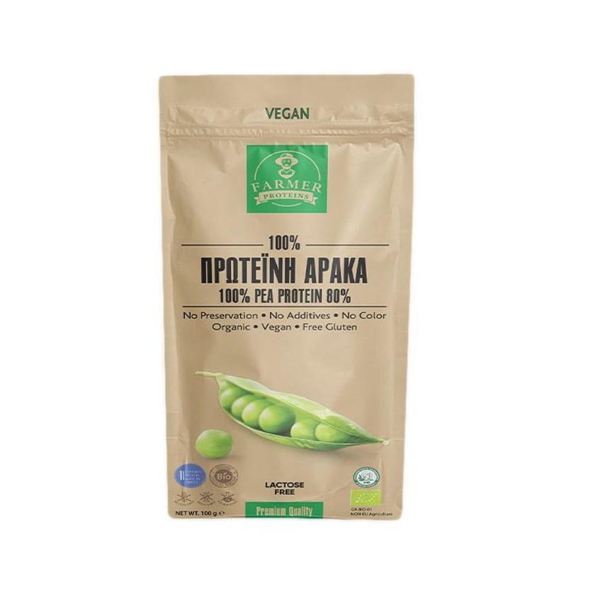 Farmer Proteins 100% Βιολογική Πρωτεΐνη Αρακά 80% Vegan 100g