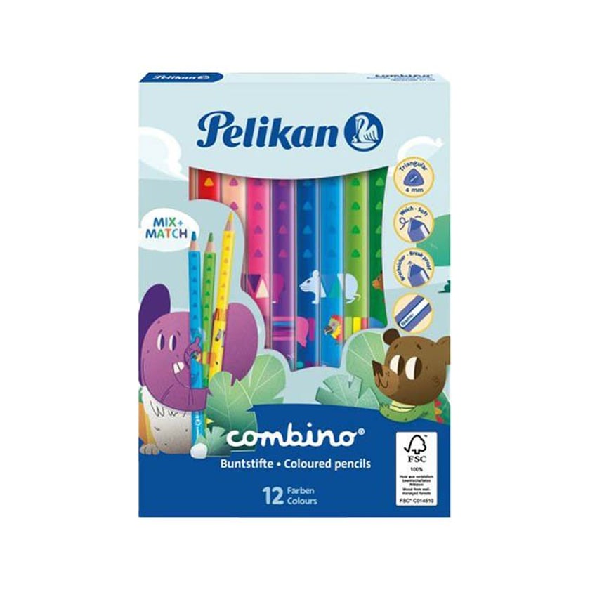 Pelikan Combino Ξυλομπογιές Τρίγωνες Χονδρές 12τεμ