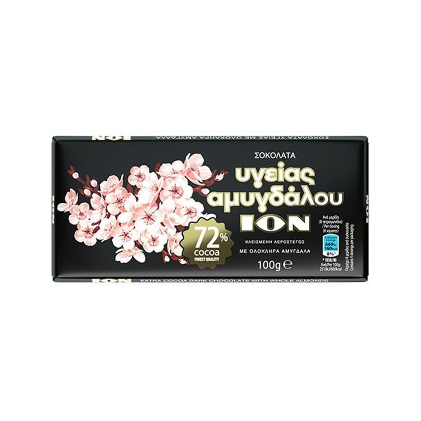 Ίον Σοκολάτα Υγείας 72% Κακάο με Αμύγδαλο 100g
