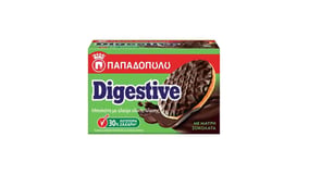 Παπαδοπούλου Μπισκότα Digestive με Επικάλυψη Μαύρης Σοκολάτας & 30% Λιγότερη Ζάχαρη 200g
