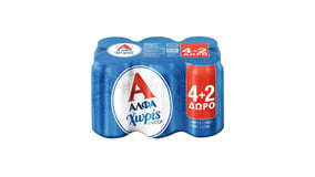 Άλφα Μπίρα Χωρίς Αλκοόλ Κουτί 6x330ml 4+2 Δώρο