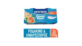 Νουνού Power Bowl Επιδόρπιο Γιαουρτιού με Ροδάκινο, Βρώμη & Λιναρόσπορο 1.5% 2x175g