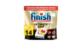 Finish Powerball Ultimate Plus All in 1 Κάψουλες Πλυντηρίου Πιάτων Λεμόνι 14τεμ