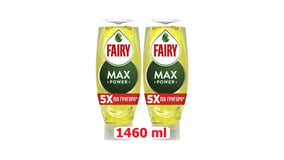 Fairy Max Power Υγρό Απορρυπαντικό Πιάτων Λεμόνι 2x730ml