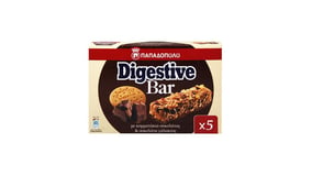 Παπαδοπούλου Digestive Μπάρες Δημητριακών με Κομμάτια Σοκολάτας Γάλακτος & Επικάλυψη Σοκολάτα Γάλακτος 5x28g